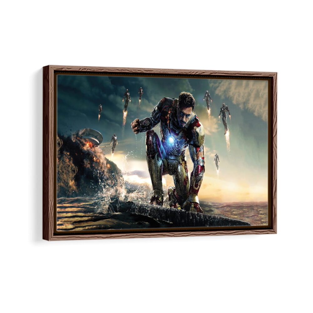 iron man fury framed canvas walnut brown