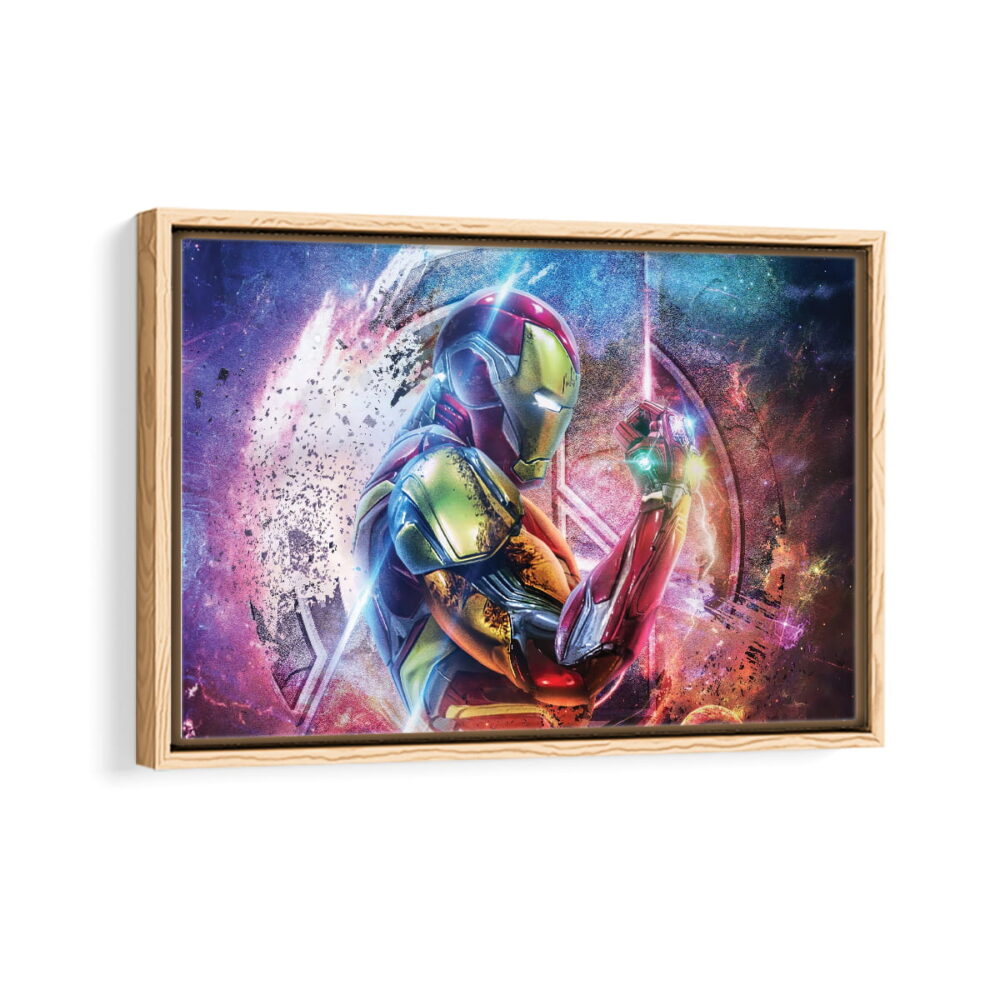 iron man infinity stones framed canvas natural beige