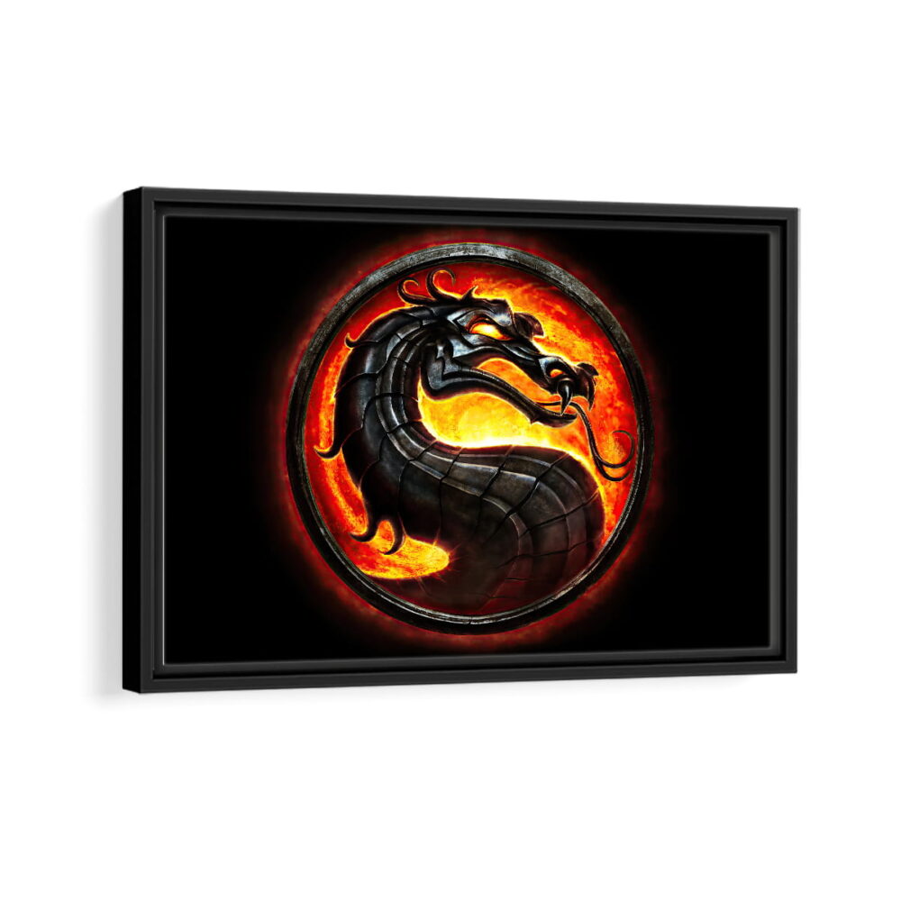 mortal kombat dragon framed canvas black frame