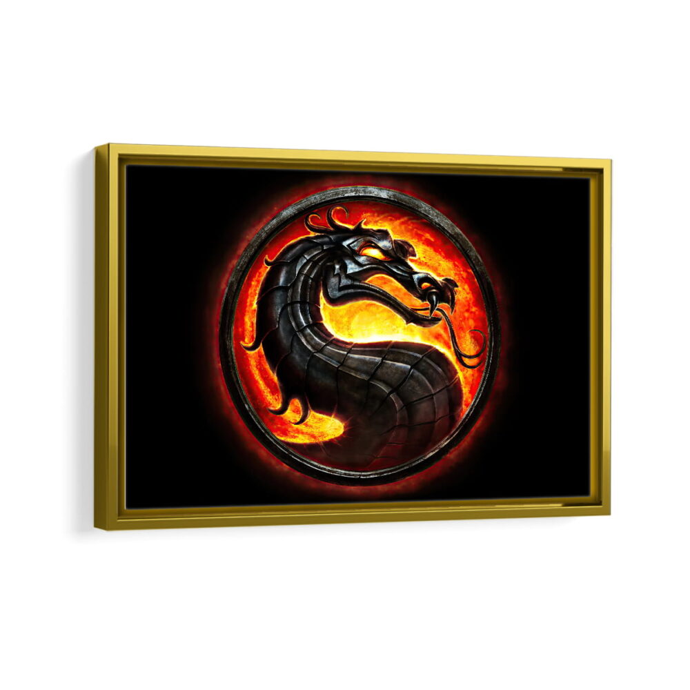 mortal kombat dragon framed canvas gold frame