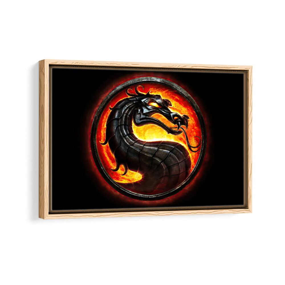 mortal kombat dragon framed canvas natural beige