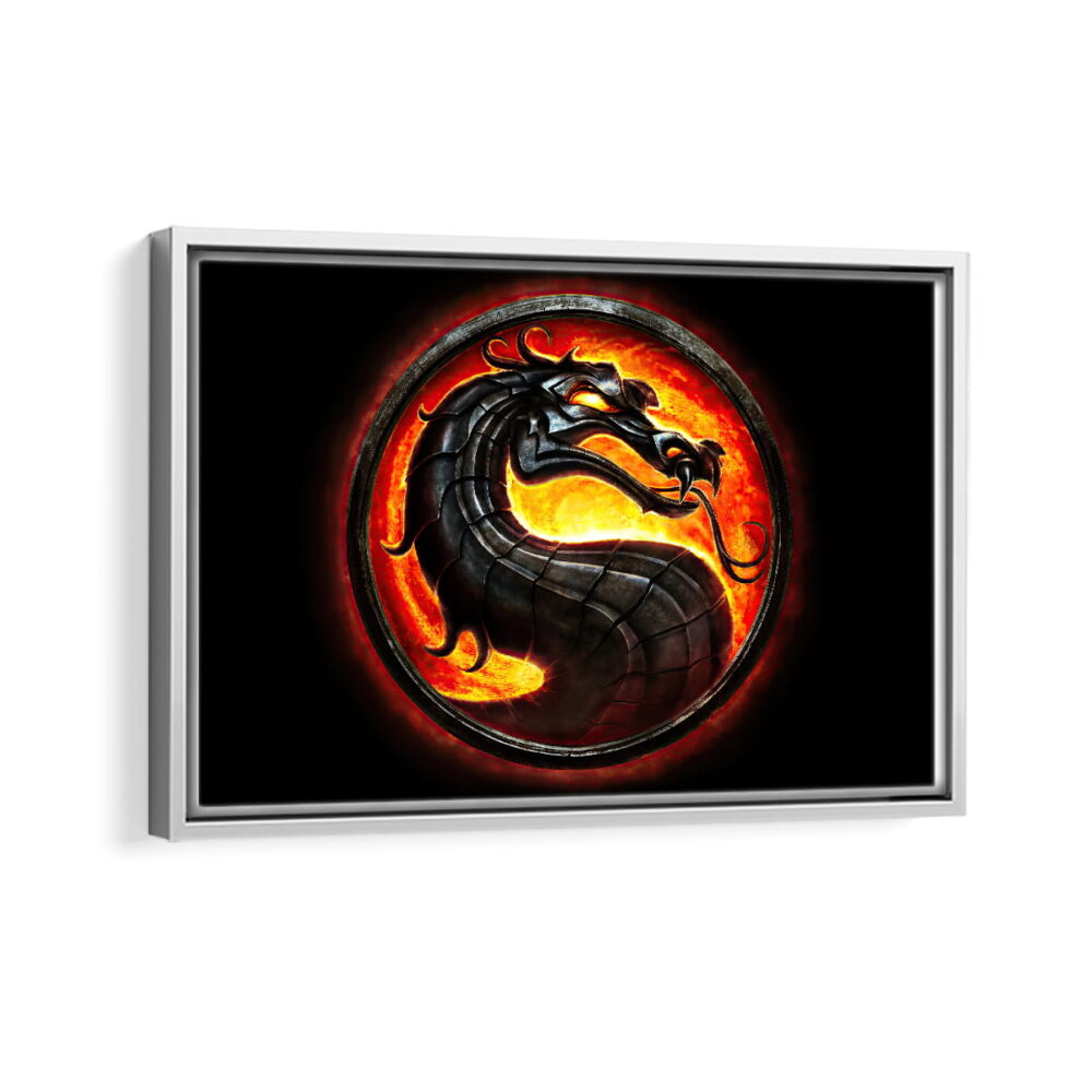 mortal kombat dragon framed canvas white frame