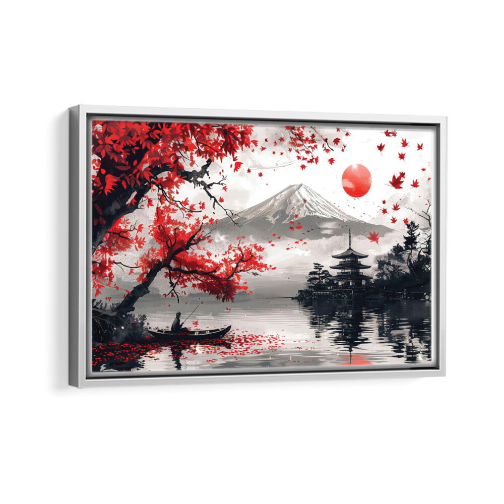 mount fuji framed canvas white frame
