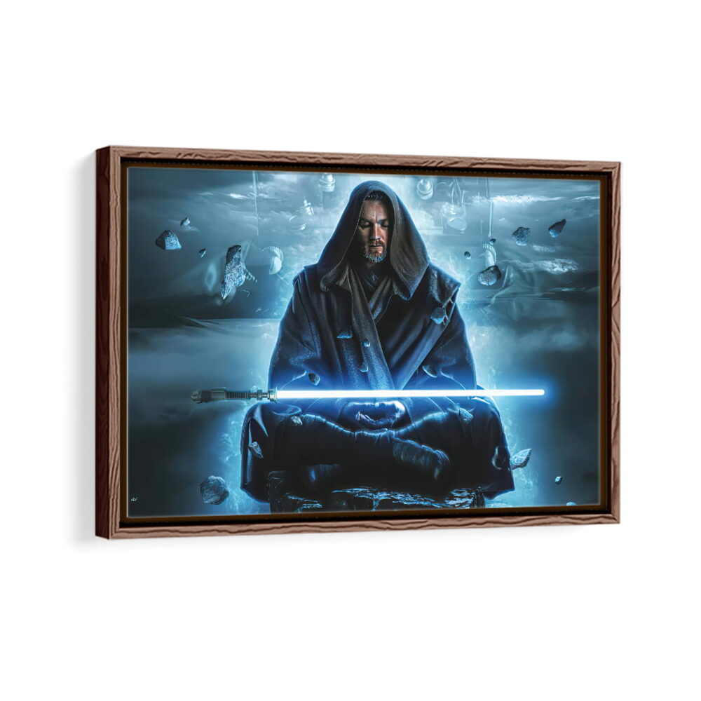 obi wan kenobi framed canvas walnut brown