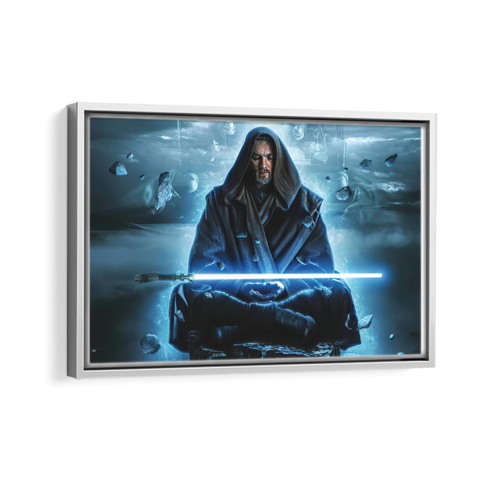 obi wan kenobi framed canvas white frame