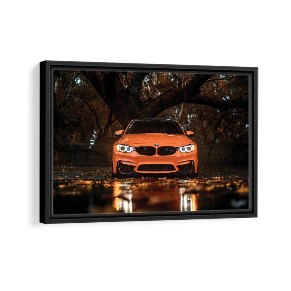orange bmw m4 framed canvas black frame