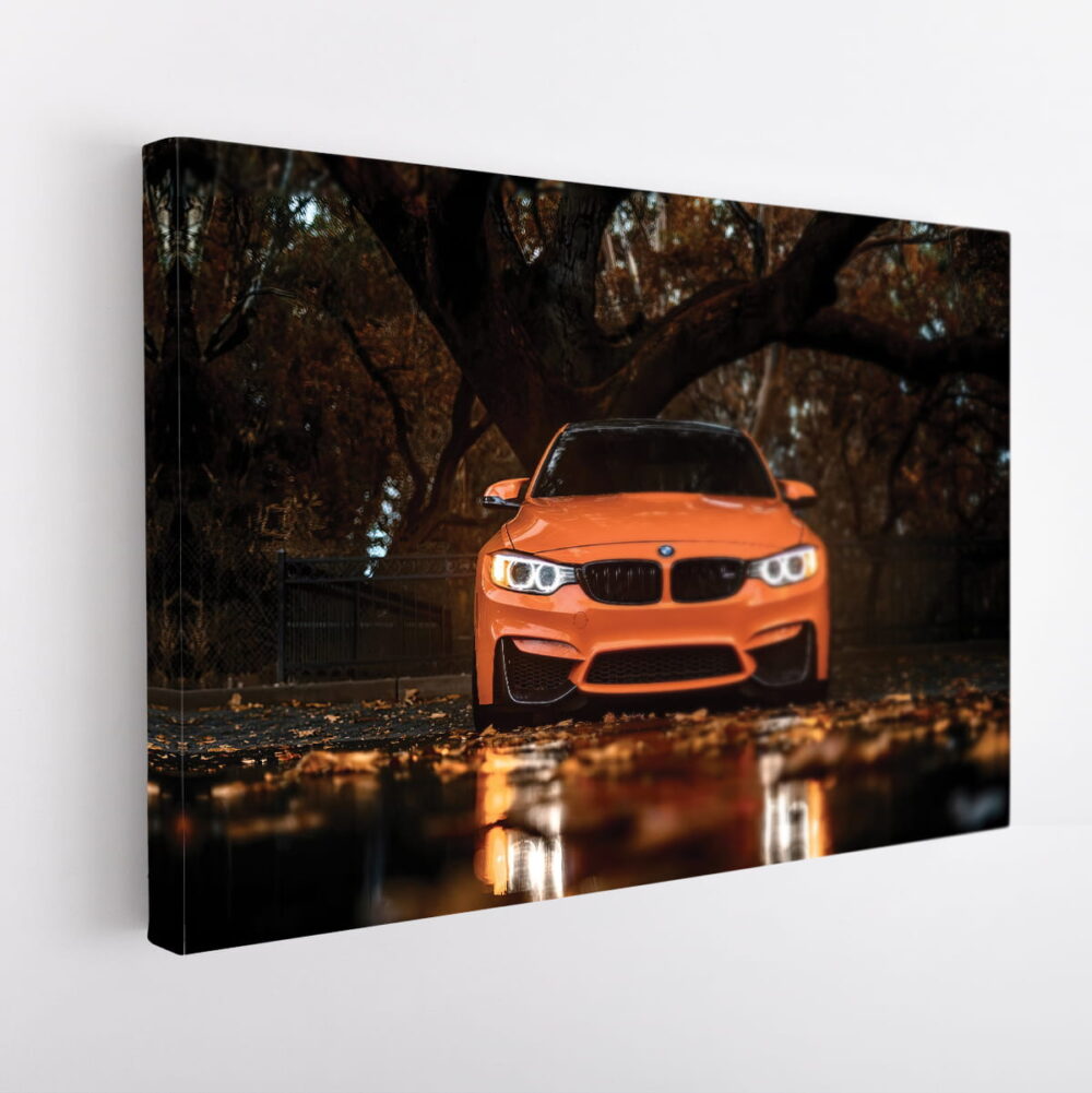 orange bmw m4 stretched canvas