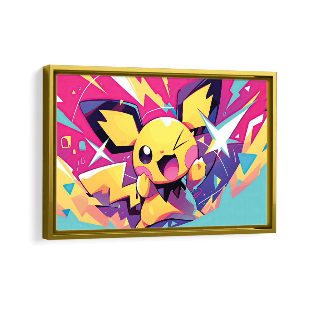 pikachu framed canvas gold frame
