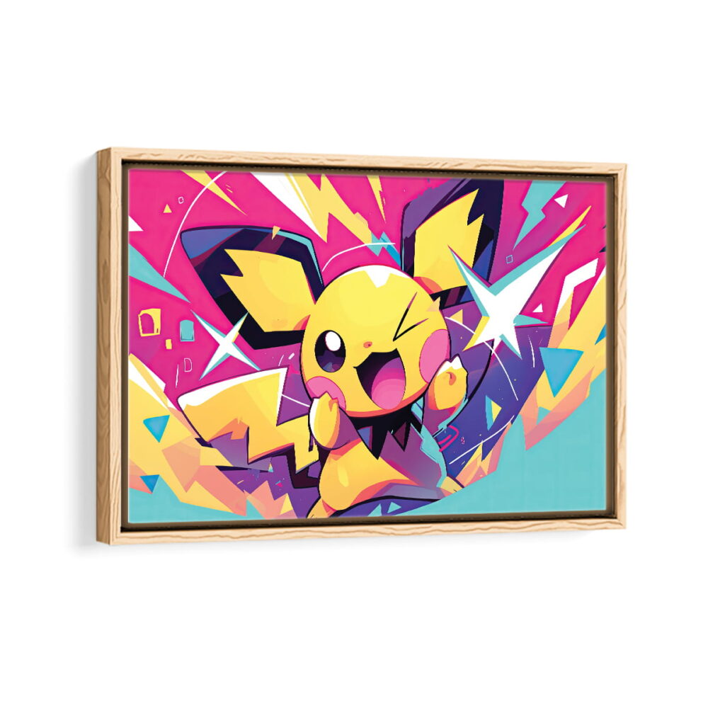 pikachu framed canvas natural beige