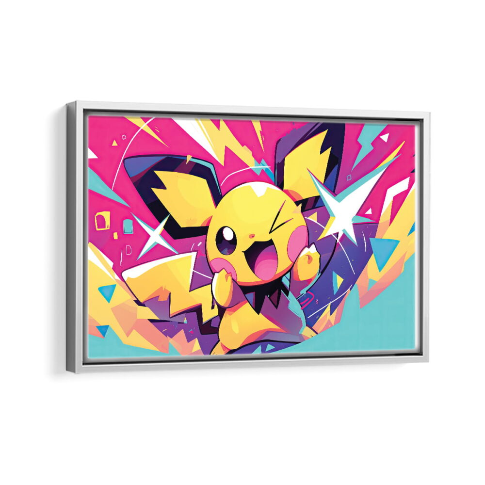 pikachu framed canvas white frame