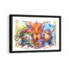 pokemon red and blue starter evolution framed canvas black frame