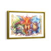 pokemon red and blue starter evolution framed canvas gold frame