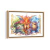 pokemon red and blue starter evolution framed canvas natural beige