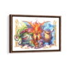 pokemon red and blue starter evolution framed canvas walnut brown