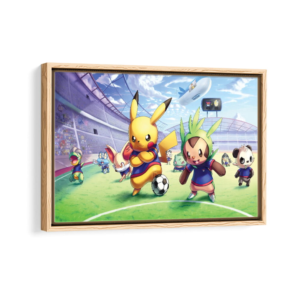 pokemon team framed canvas natural beige