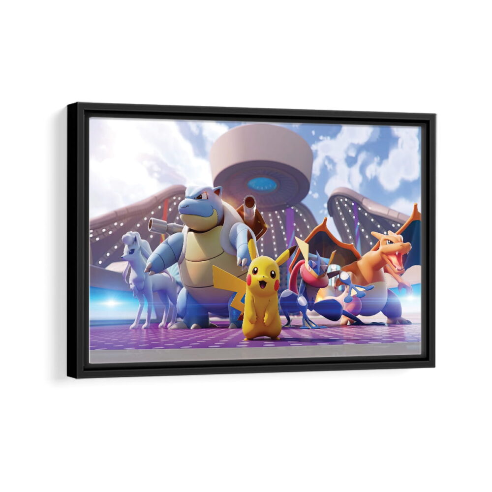pokemon unite framed canvas black frame