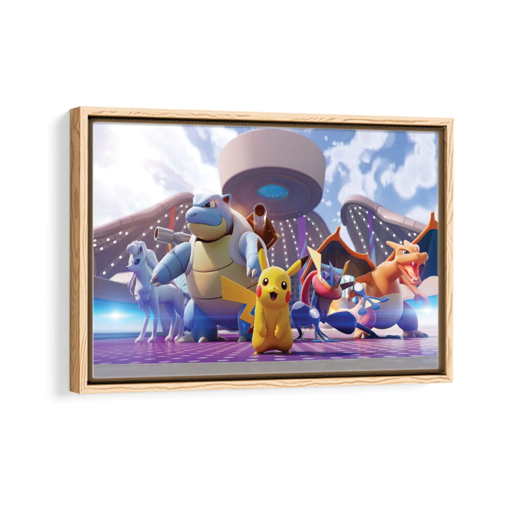 pokemon unite framed canvas natural beige
