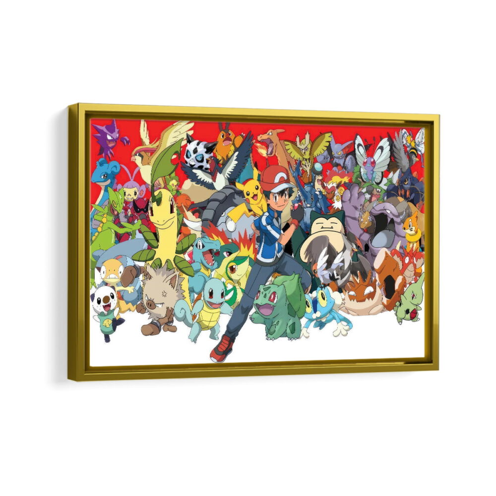 pokemon world framed canvas gold frame