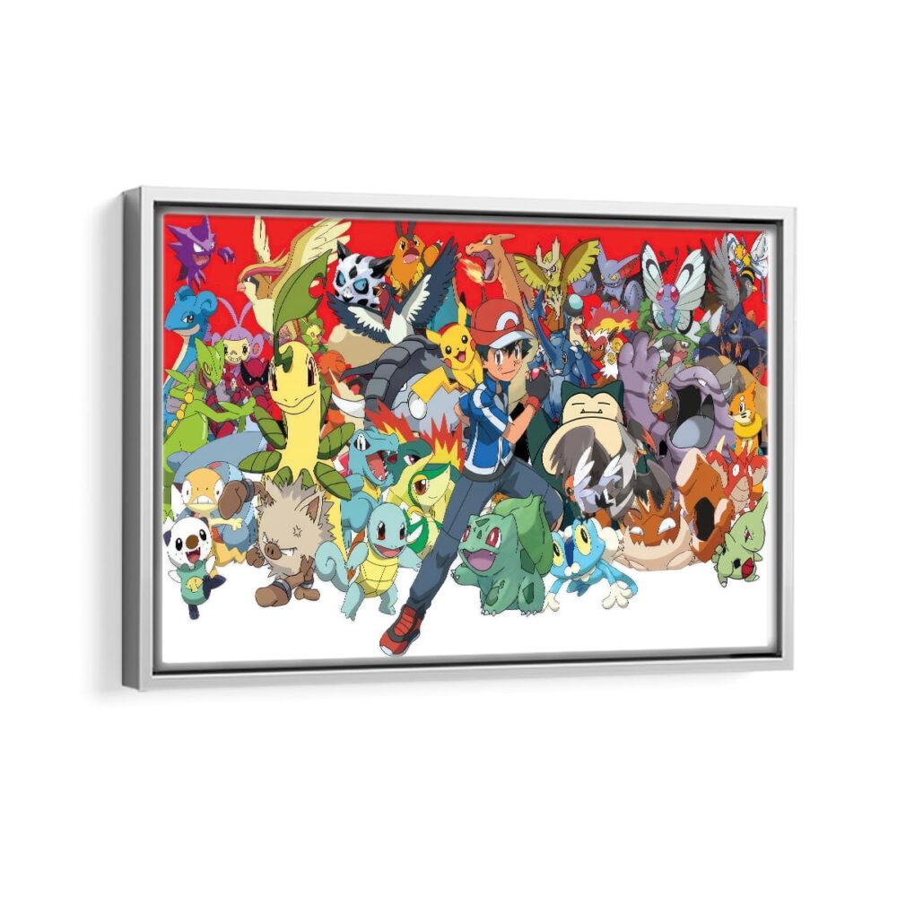 pokemon world framed canvas white frame