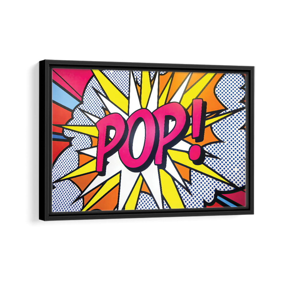 pop art explosion framed canvas black frame