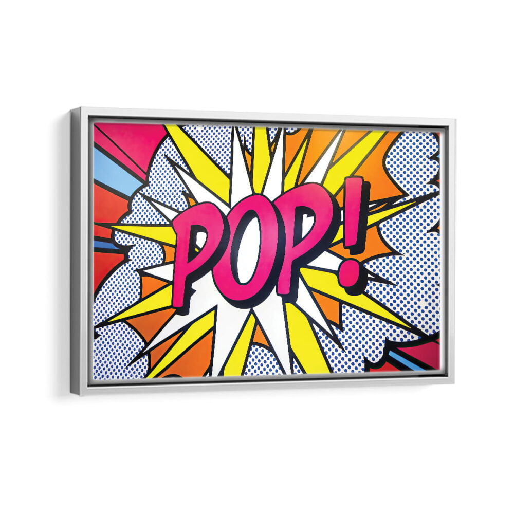 pop art explosion framed canvas white frame