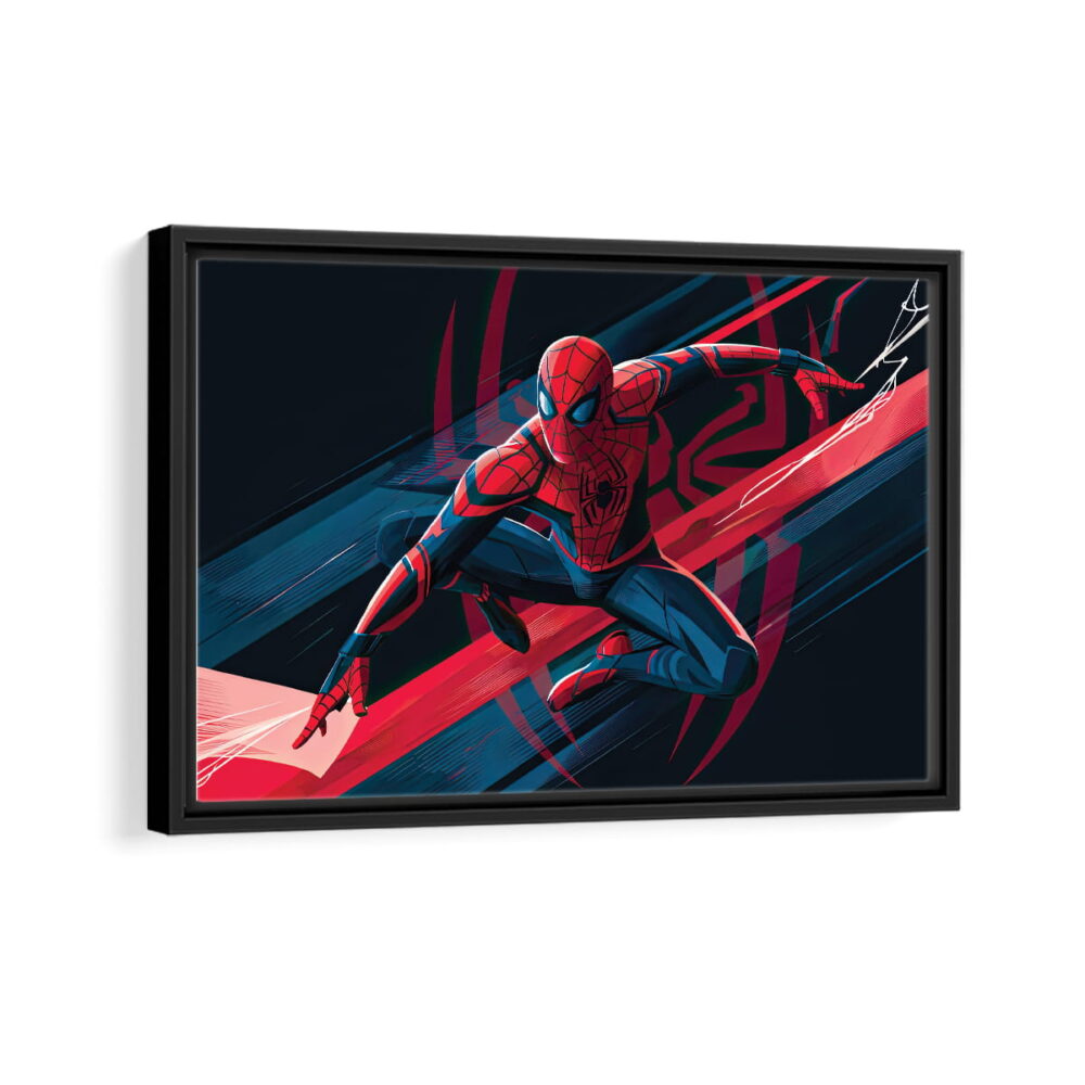 spider man cartoon framed canvas black frame