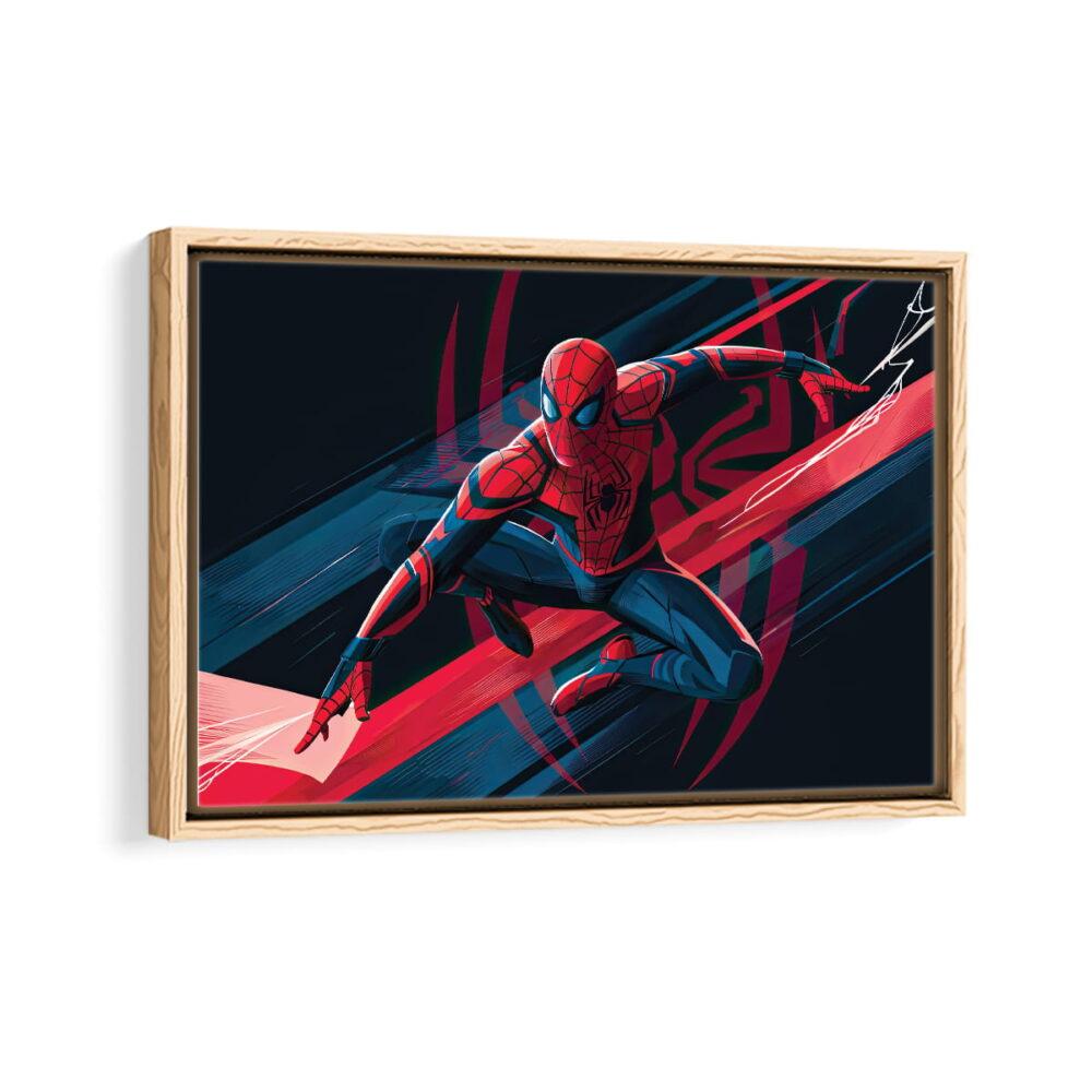 spider man cartoon framed canvas natural beige