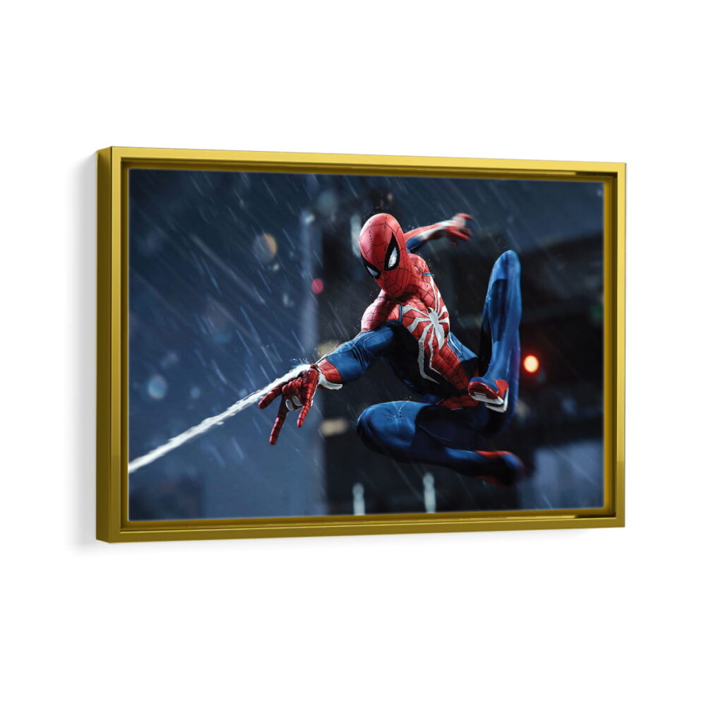 spider man insomniac games framed canvas gold frame