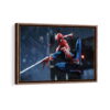 spider man insomniac games framed canvas walnut brown