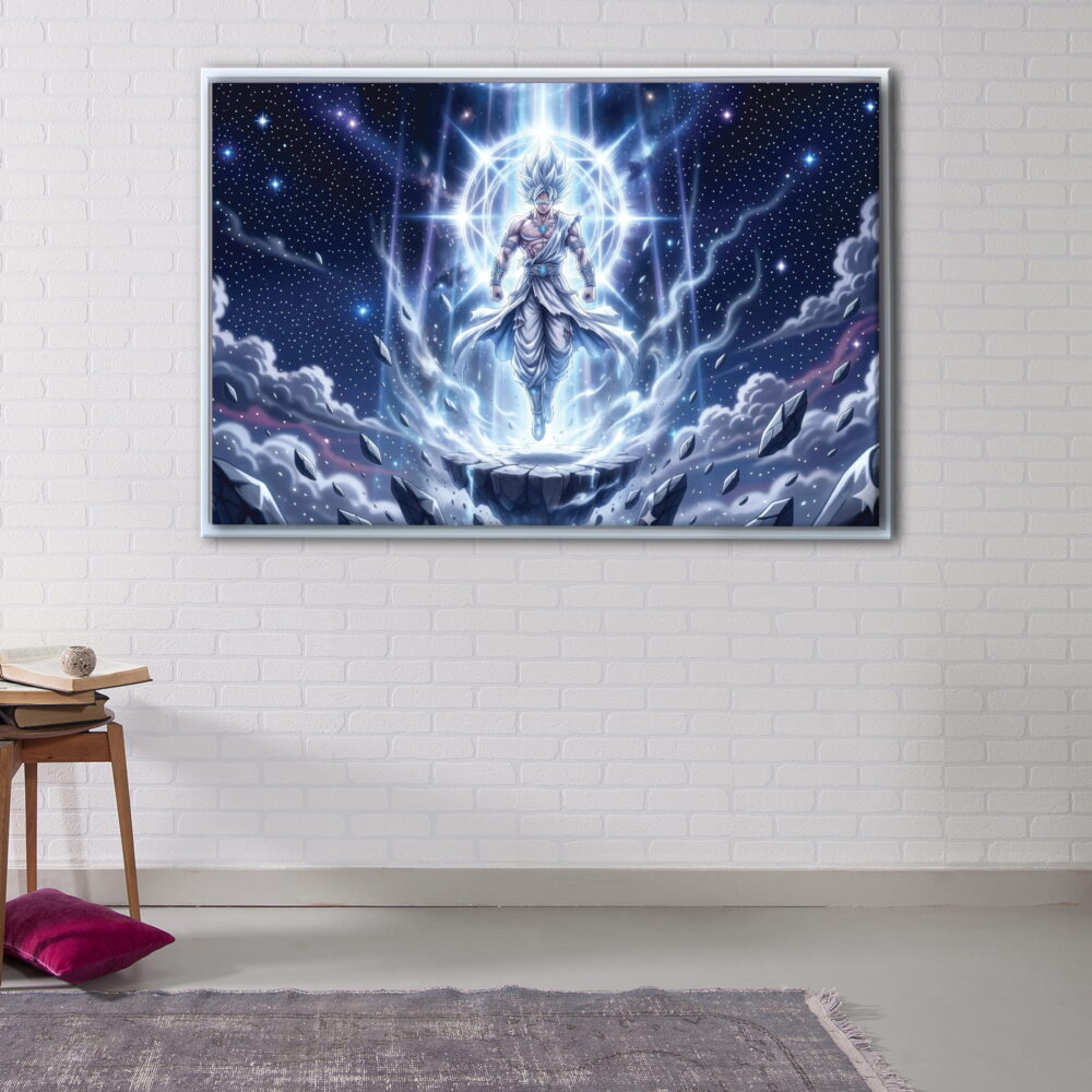 ssj blue floating frame canvas