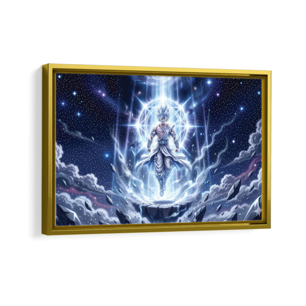 ssj blue framed canvas gold frame