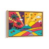 vibrant mountain escape framed canvas natural beige