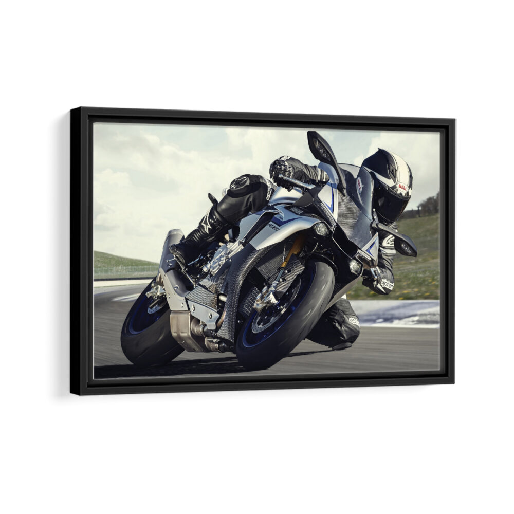 yamaha r1 framed canvas black frame