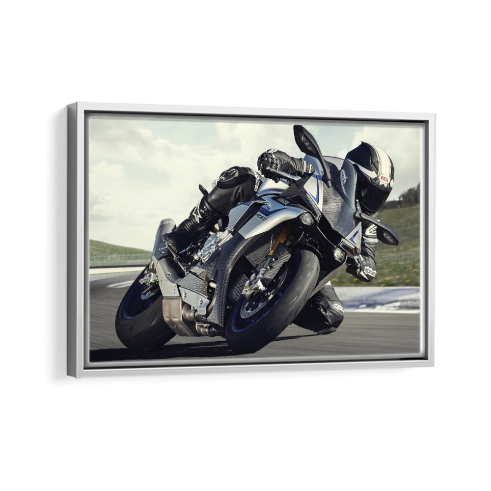 yamaha r1 framed canvas white frame