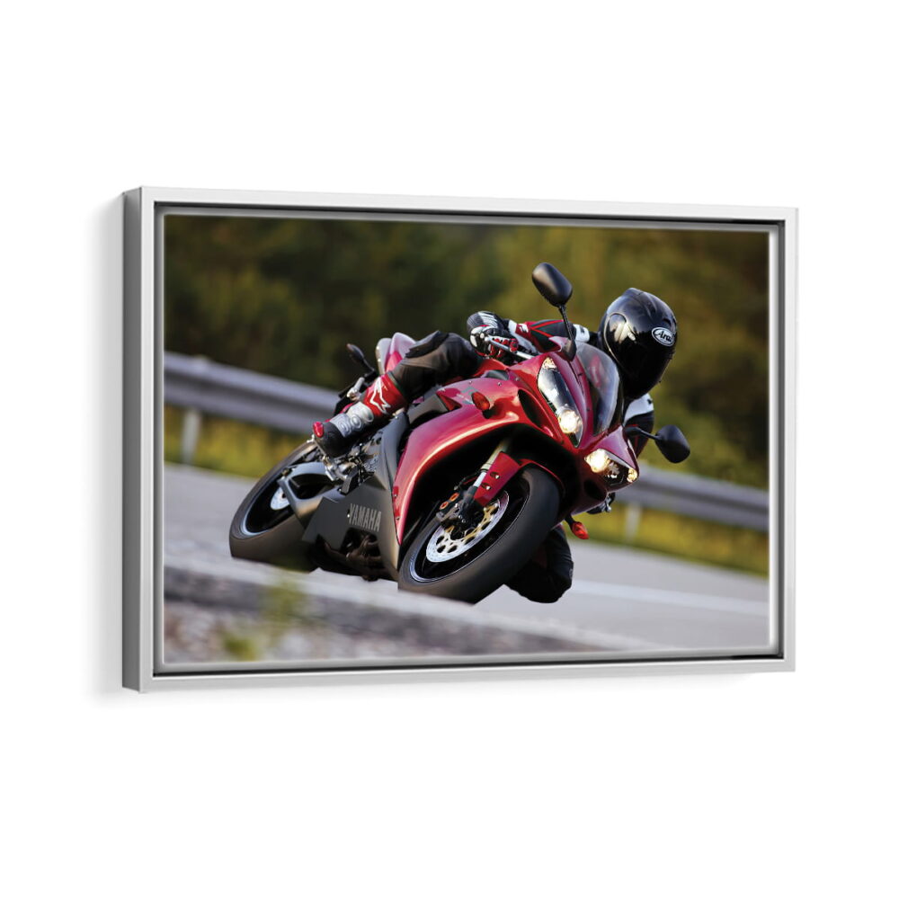 yamaha yzf-r1 framed canvas white frame