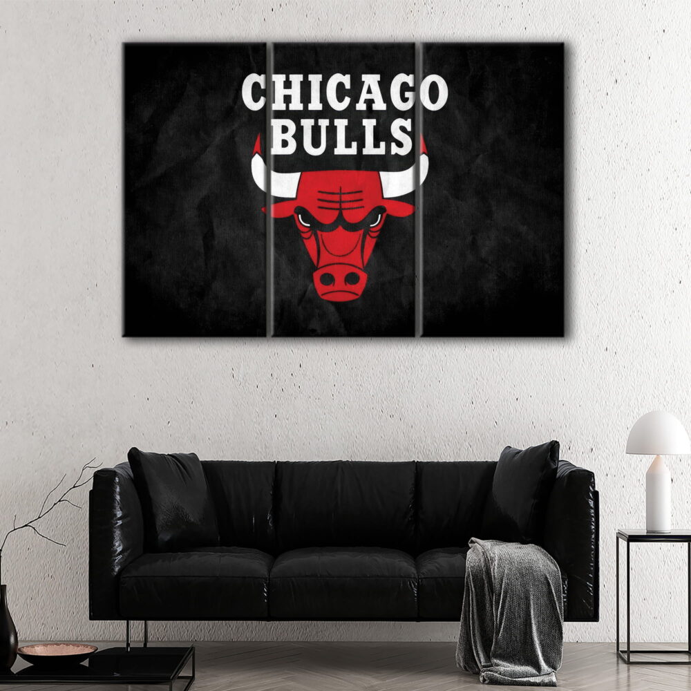 3 panels chicago bulls logo canvas art