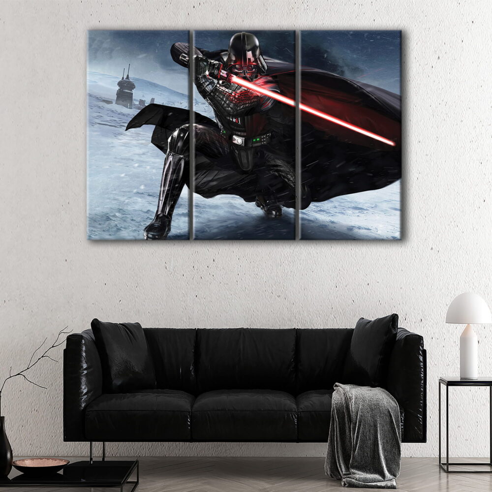 3 panels darth vader lightsaber canvas art