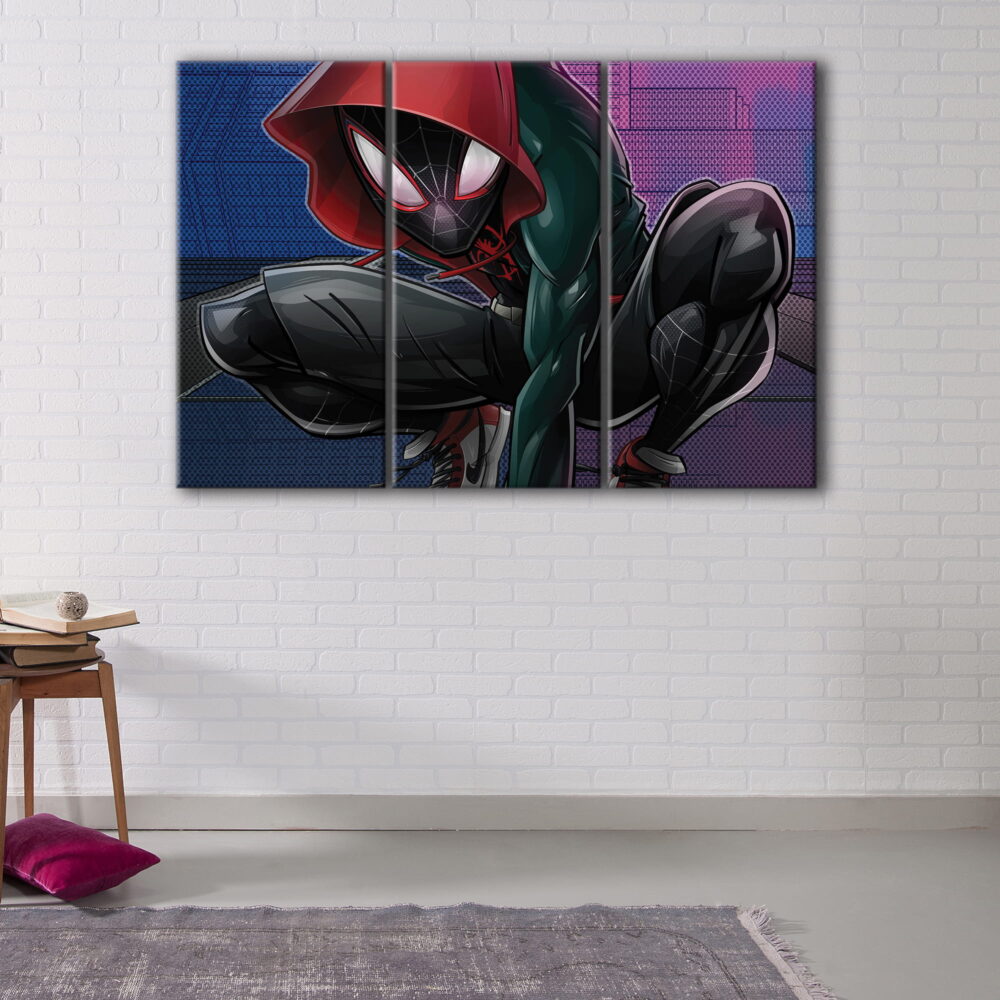 3 panels miles morales vibe canvas art