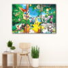 3 panels pokemon forest canvas art