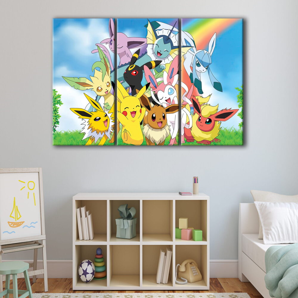3 panels pokemon paradise canvas art