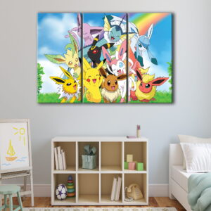 3 panels pokemon paradise canvas art