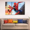 3 panels spider man in action canvas art
