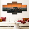 5 panels black porsche 911 canvas art