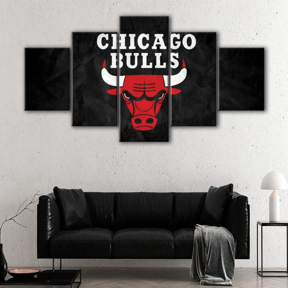 5 panels chicago bulls logo canvas art