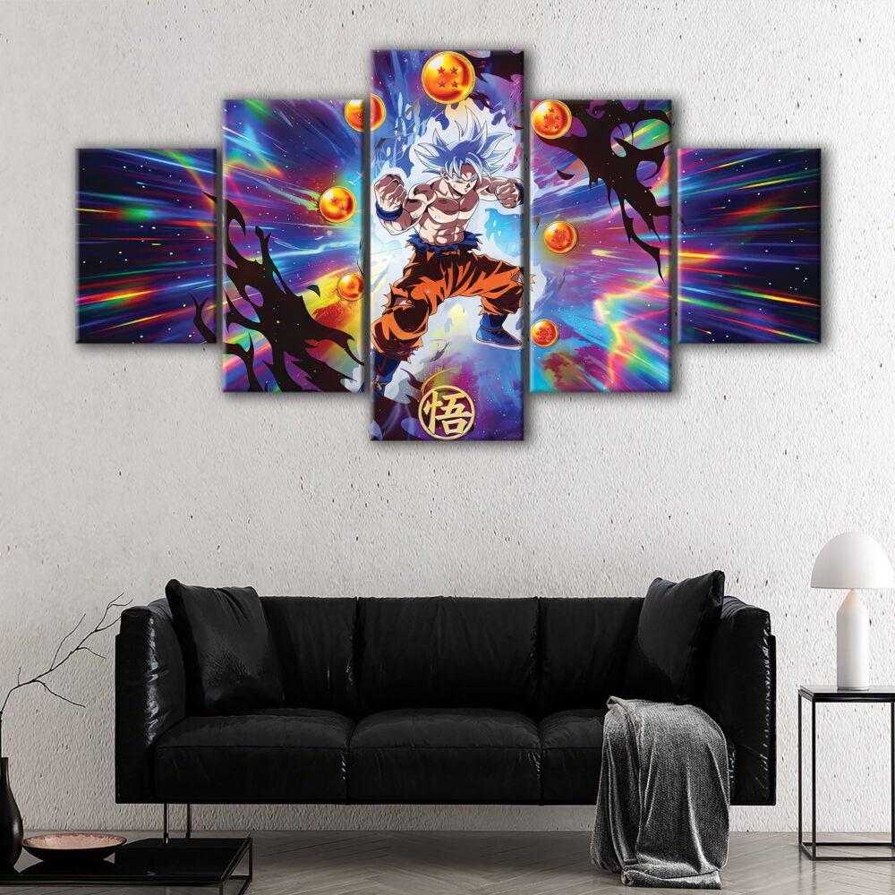 5 panels goku super powers canvas art