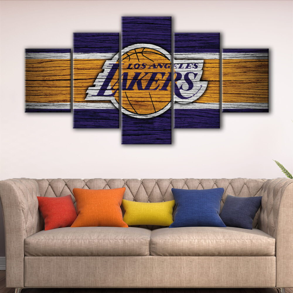 5 panels los angeles lakers canvas art