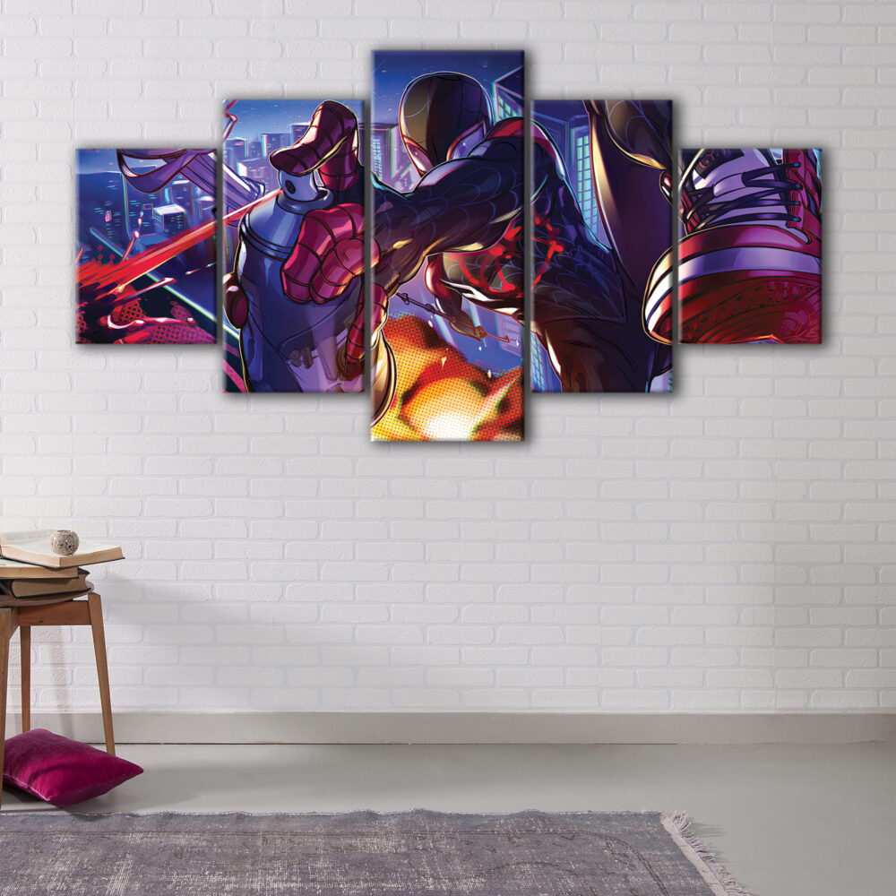 5 panels miles morales Into the spider verse canvas art