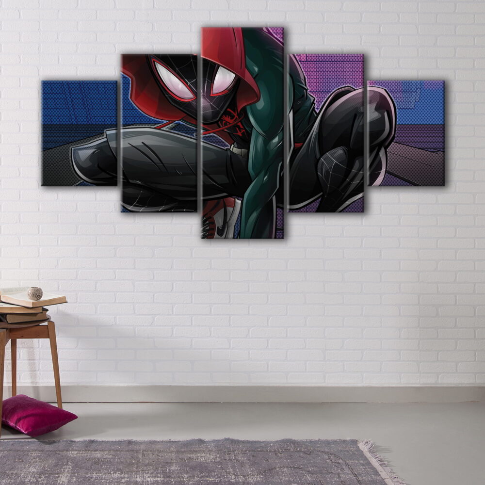 5 panels miles morales vibe canvas art
