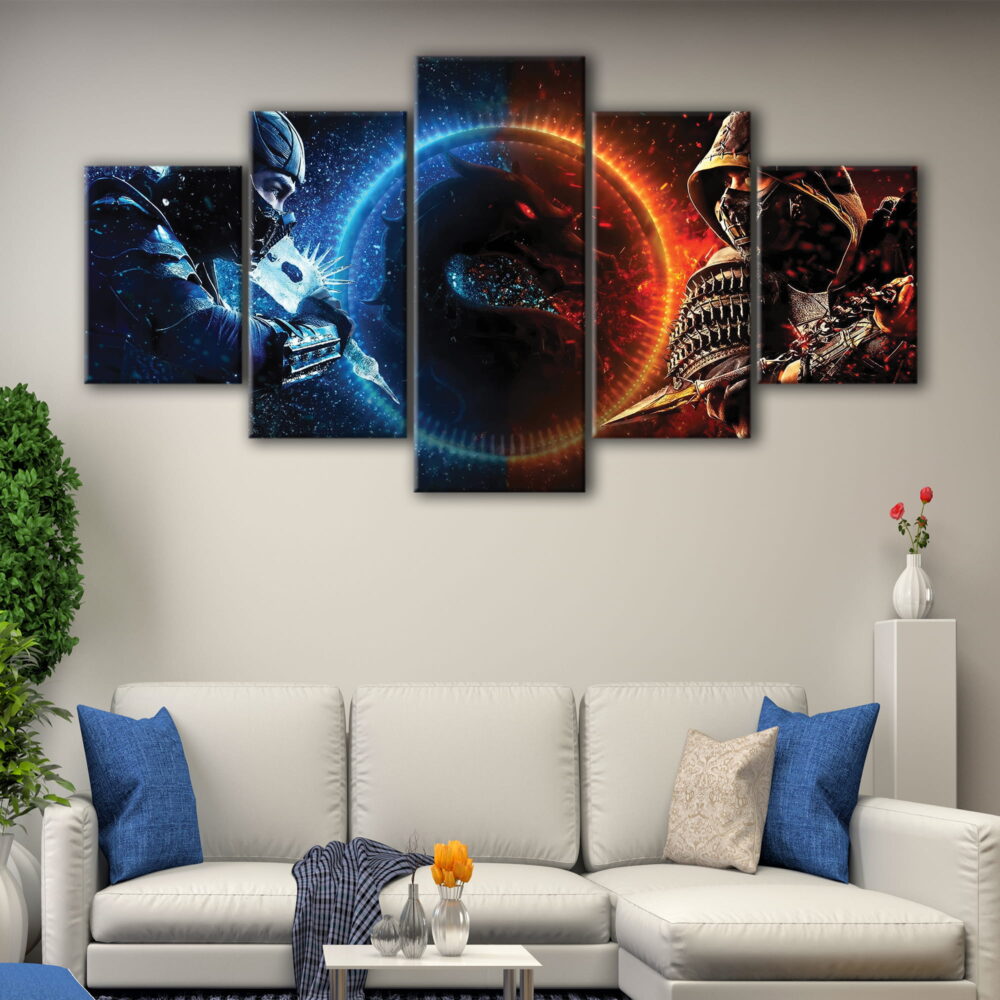 5 panels mortal kombat x canvas art