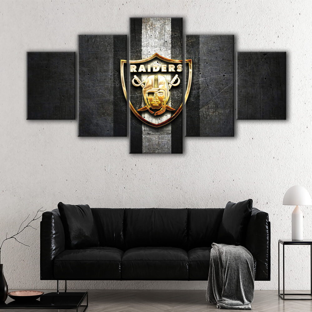 5 panels oakland raiders canvas art